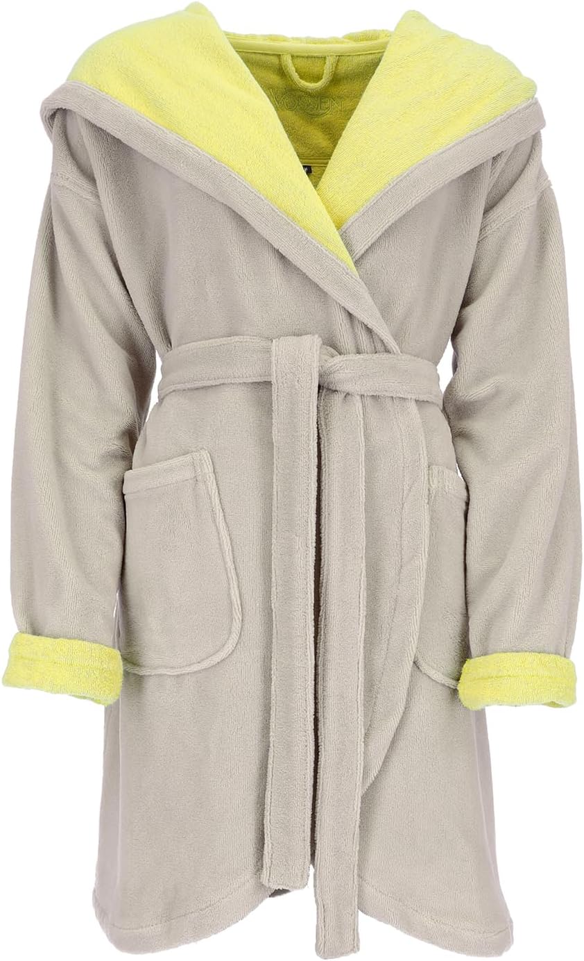 Vossen Damen Bademantel Palermo, Einfarbig M Stone/Electric Yellow - 0006, M Stone/Electric Yellow -