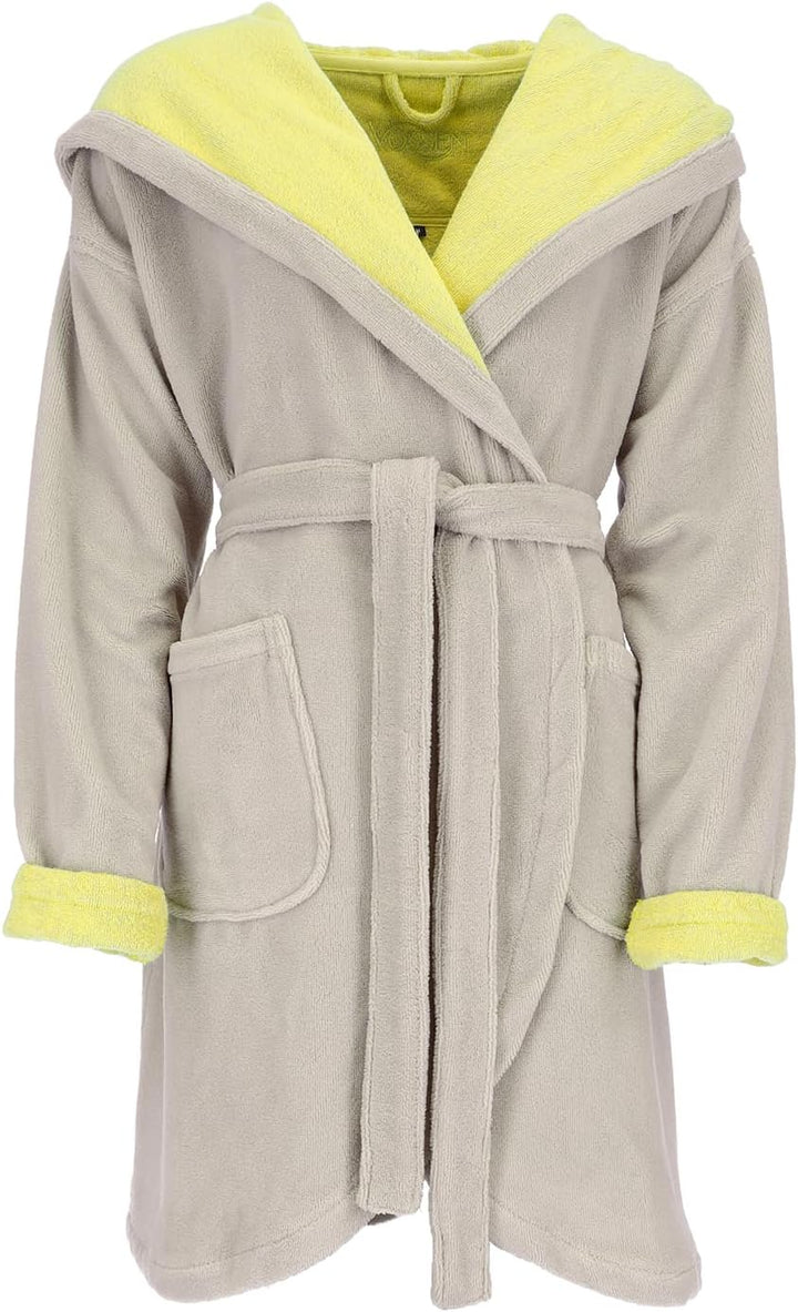 Vossen Damen Bademantel Palermo, Einfarbig M Stone/Electric Yellow - 0006, M Stone/Electric Yellow -