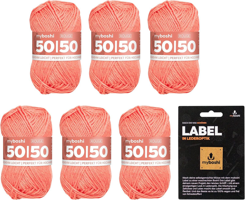 myboshi 50/50-Ganzjahres-Wolle, inkl. original myboshi Label in Lederoptik, für Oberbekleidung geeig