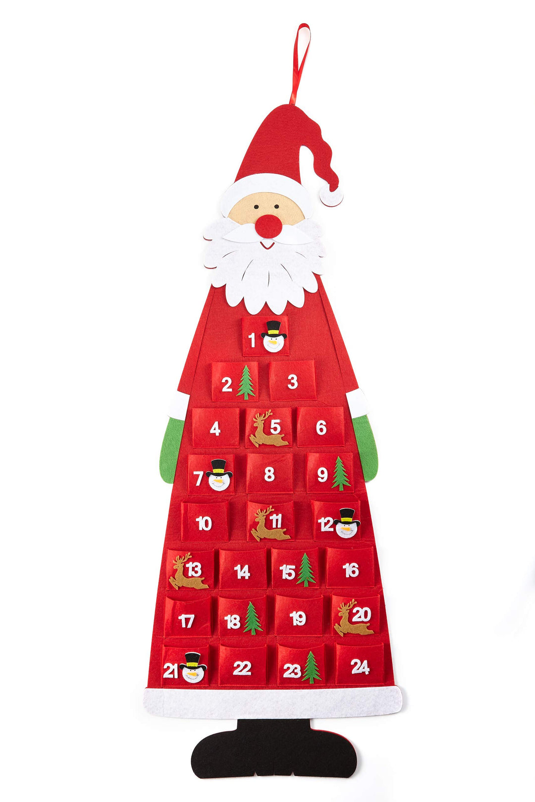 HEITMANN DECO 93341 Filz-Adventskalender Santa - Adventskalender zum Befüllen und Aufhängen - Weihna