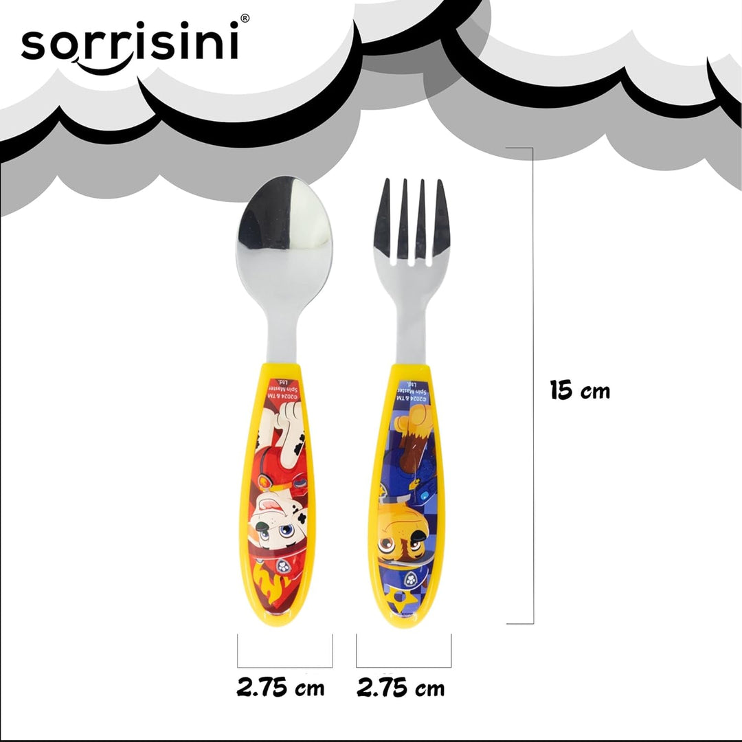 Sorrisini Kindergeschirr set Paw Patrol, kinderbesteck Edelstahl, Wiederverwendbares Babygeschirr Se