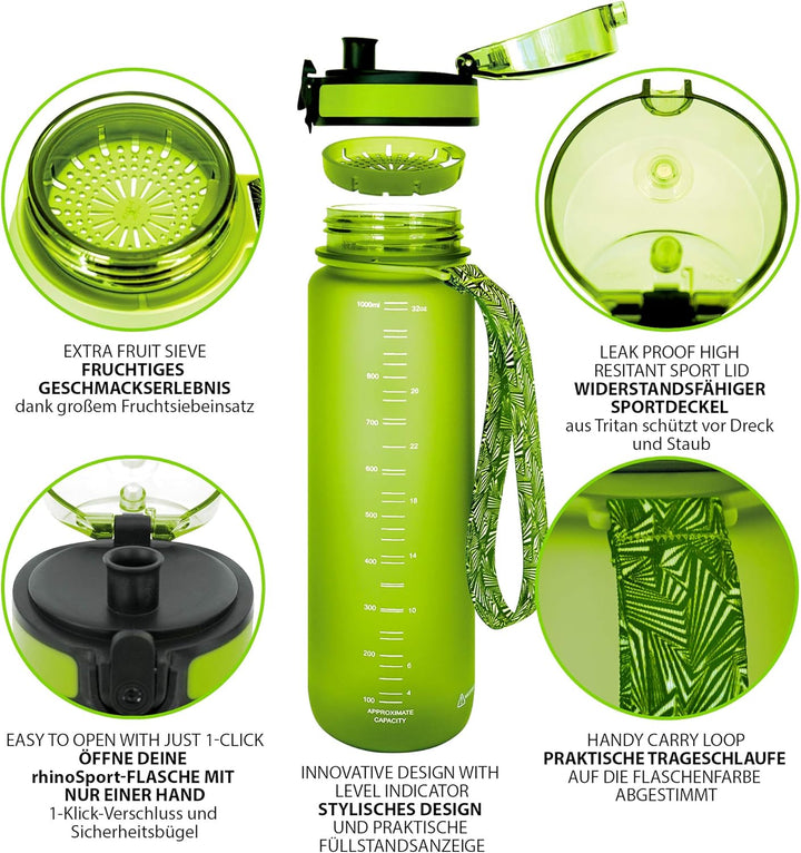 Trinkflasche 350ml I 650ml I 1L I 1,5L für Sport, Outdoor, Schule, Fitness & Kinder - Wasserflasche