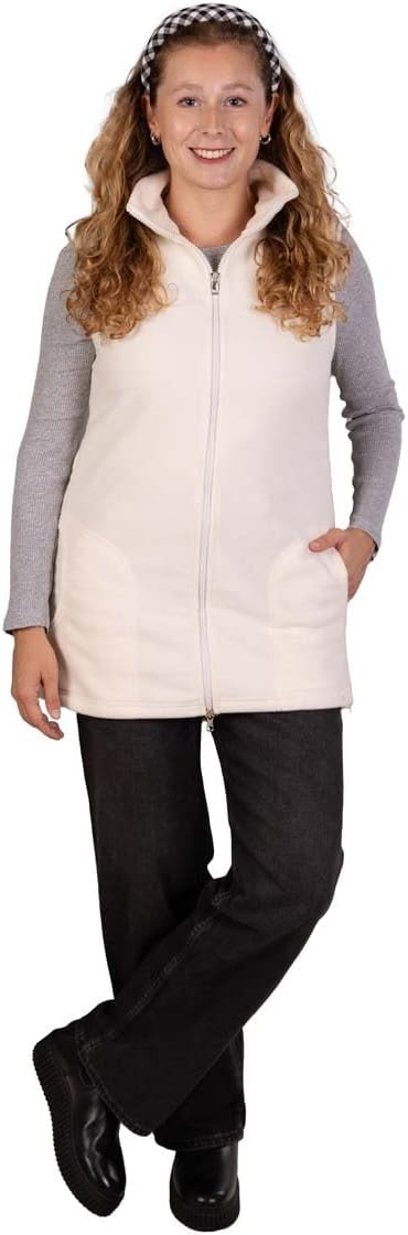 Viva la Mama - Trageweste aus Fleece, Winter Zusatzweste für Tragejacken - RERIK S Ecru - Vorn und H