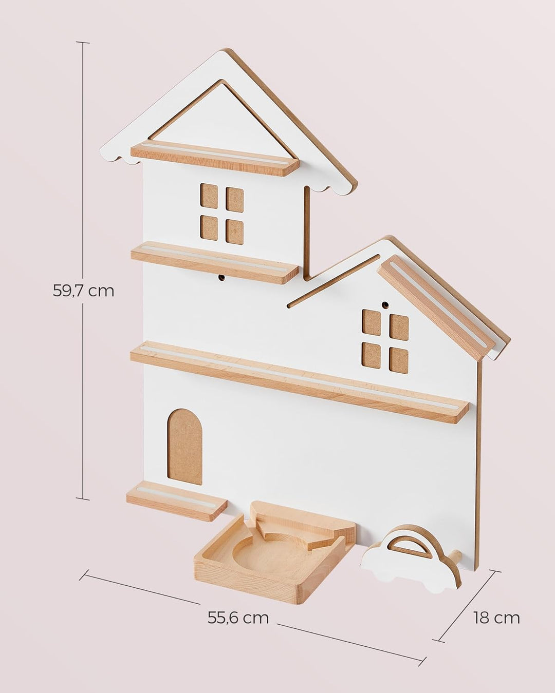 SONGMICS Regal für Toniebox, Wandregal für 35 Figuren, Kinderregal, einfache Montage, Kinderzimmer,