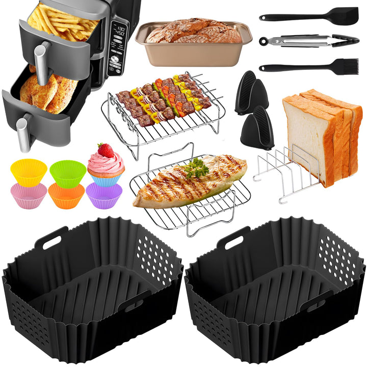 21 PCS Ninja Heissluftfritteuse Zubehör, Airfryer Zubehör für Ninja Double Stack XL 9.5 l Heissluftf