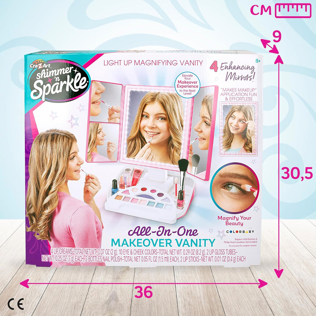 Colorbaby Shimmer 'n Sparkle Schminkstudio, Schminktisch mit Licht, 3 Lichtmodi, 4 Spiegel, inkl. Li