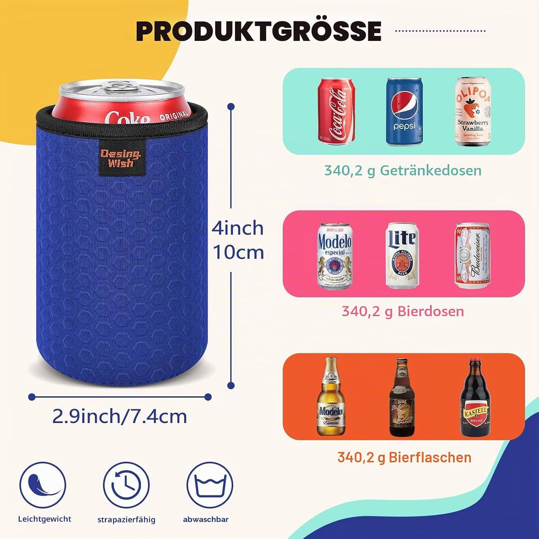 6 Stück 12oz Standard Neopren Dosenkühler Isolierte Bierdosenabdeckung Wiederverwendbare Dosenhülle