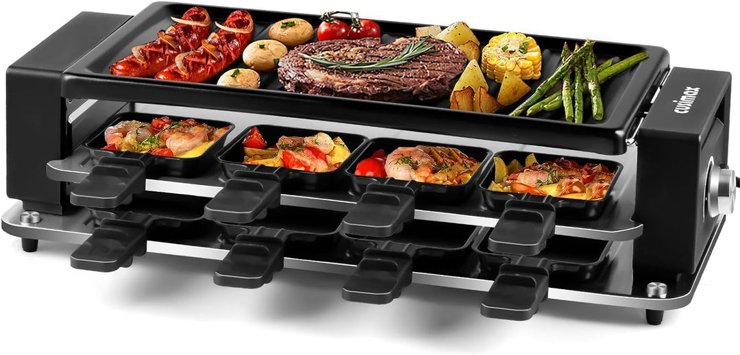 CUSIMAX Raclette Grill, Raclette mit Antihaft-Grillplatte und einstellbare Temperaturregelung, Racle