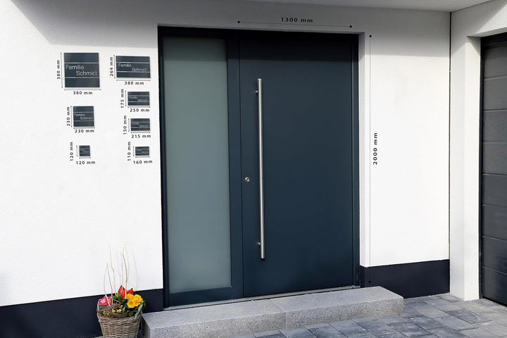 Graviers Design Türschild aus V2A Edelstahl 215x150mm - Anthrazit RAL 7016 - Wetterfest Rostfrei Ind