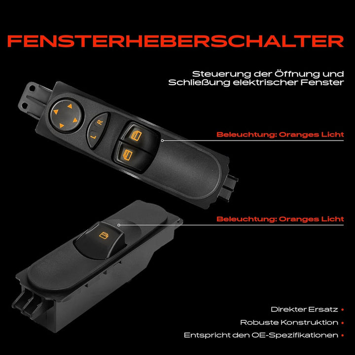 Frankberg 2x Fensterheber Schalter Vorne Links Rechts für Viano Vito Bus Mixto Kasten W639 2003-2014