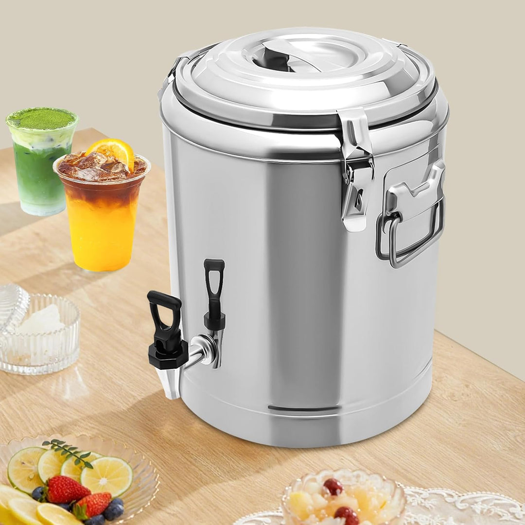 Edelstahl Thermobehälter 14L mit Hahn Isolierbehälter Gastro Glühwein | 14L Edelstahl Thermobehälter