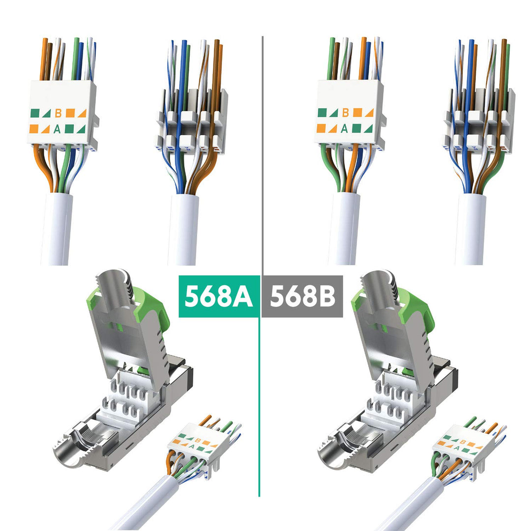 LINKUP - RJ45 Connectors Cat6A (6 Pack) Shielded Metal Die-Cast Field Modular Termination Plug | 10G