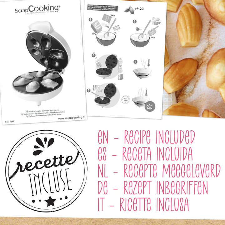ScrapCooking - Madeleines-Maschine - Madeleines Factory - Weiche Madeleines in 4 Minuten - Geschenki