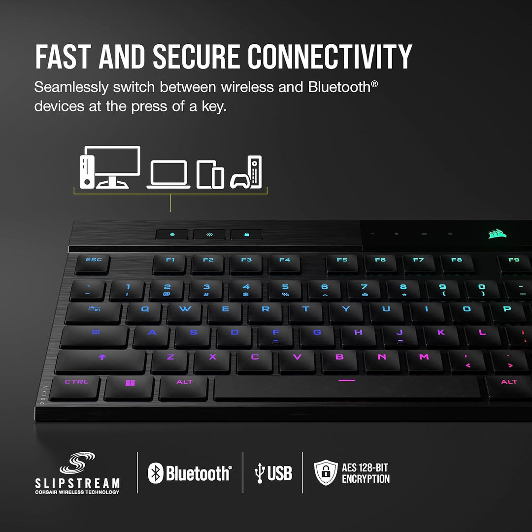Corsair K100 AIR Wireless RGB Mechanische Gaming-Tastatur - Ultradünn, Sub-1ms Slipstream, Low-Laten