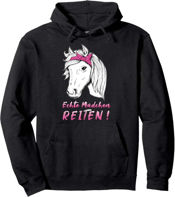Echte Mädchen Reiten Pferdefan Lustiger Spruch Pullover Hoodie