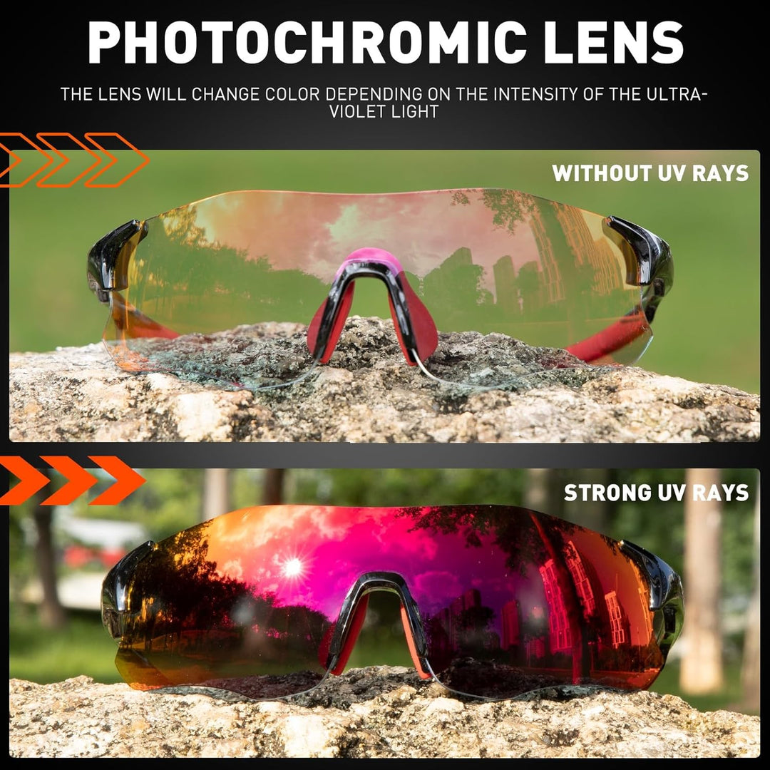 KAPVOE Fahrradbrille Selbsttönend Herren Damen 26g Ultraleicht Schnelle Brille MTB Radfahren Radbril