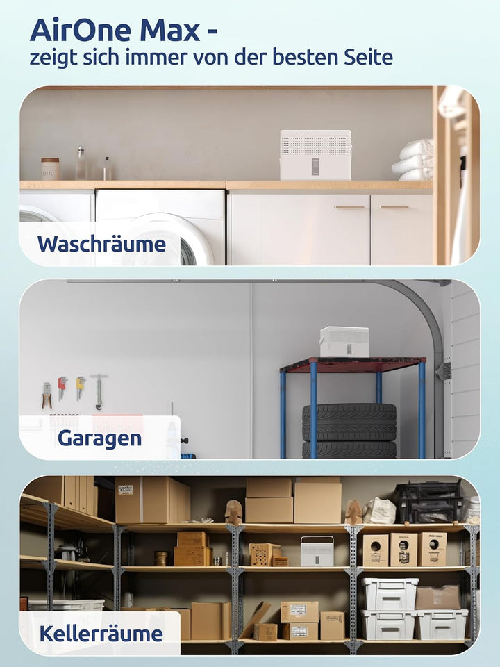 BonAura® 2 x AirOne Max Luftentfeuchter ohne Strom bis 33m² I 360° Belüftung I Raumentfeuchter mit A