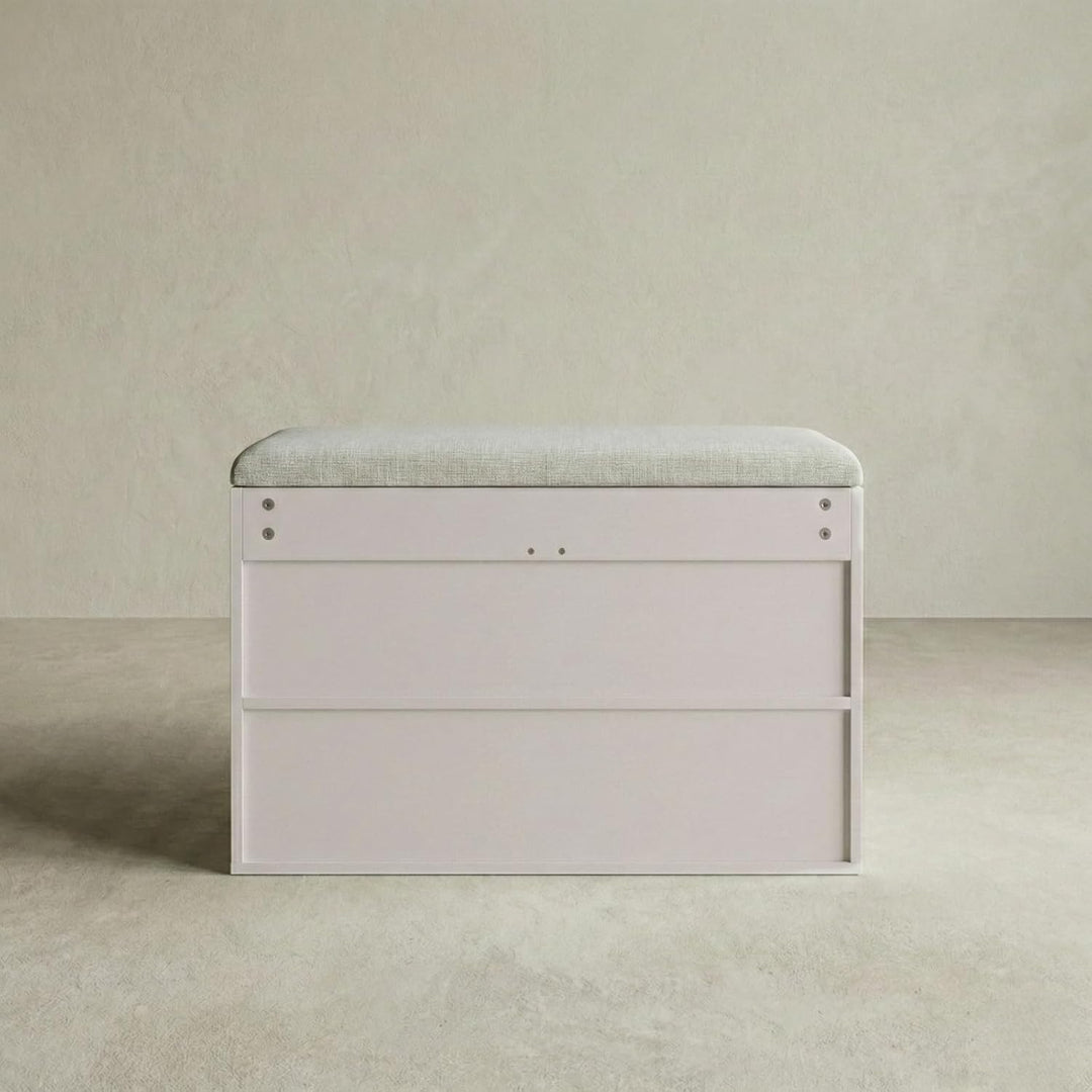 BOXIMO Schuhschrank mit Sitzbank, 60 x 30 x 47 cm, MDF und Polyester Bezug, Flurbank mit Stauraum, S