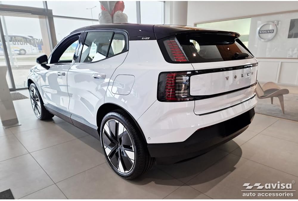 Avisa Schwarz Edelstahl Heckstossstangenschutz kompatibel mit Volvo EX30 2023- 'Ribs'