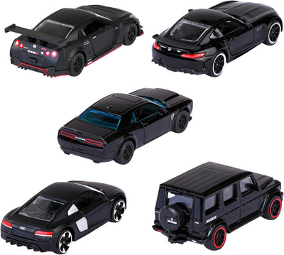 Majorette - Black Edition - (5er Set) - Auto-Geschenk-Set, 5 schwarze Spielzeugautos (7,5 cm) mit Fr