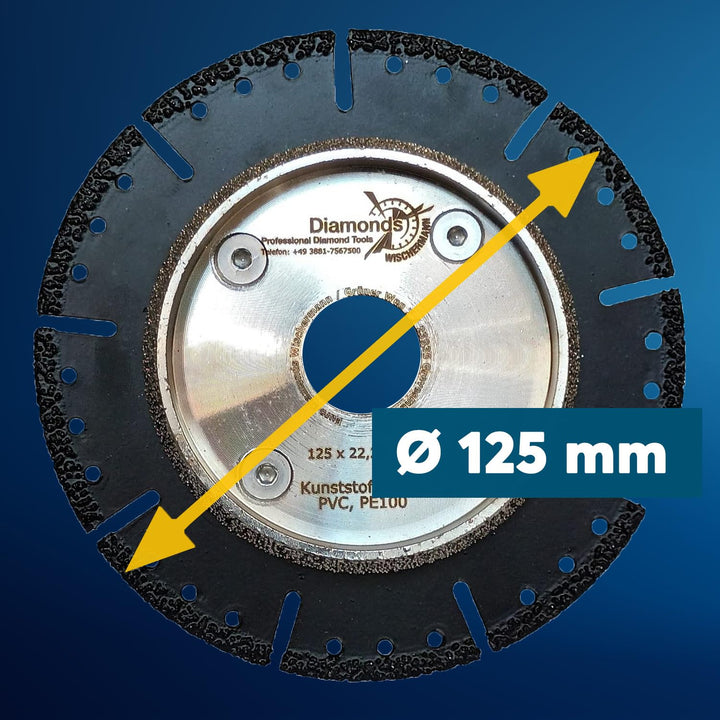 Profi Diamant-Trennscheibe Anfasscheibe für KG Rohre, Diamantscheibe 125 mm, vakuumgelötet, schneide