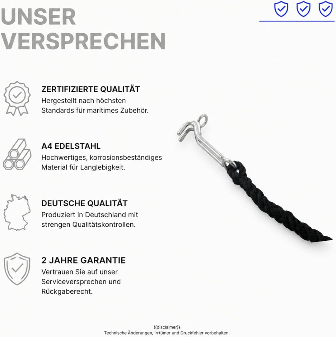 ARBO-INOX Kettenkralle mit Seil Edelstahl 6mm, 6mm