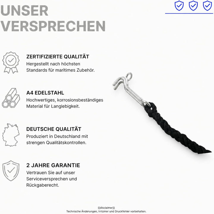 ARBO-INOX Kettenkralle mit Seil Edelstahl 6mm, 6mm