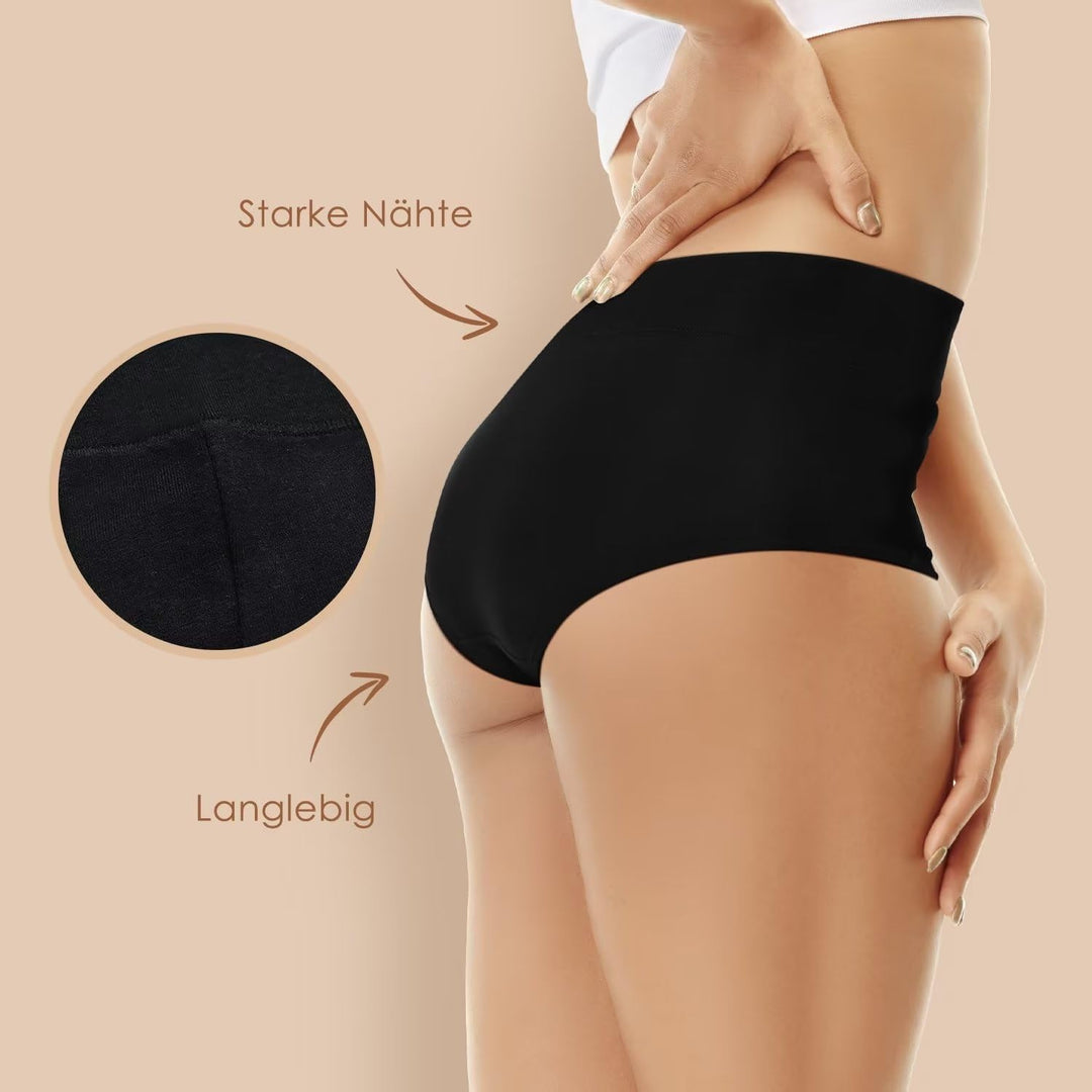 YouShow Unterhosen Damen 5er Pack Baumwolle Hohe Taille Unterwäsche Slip Stretchanteil, L 3xschwarz