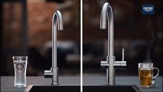 GROHE Blue Home - Starter Kit (C- Auslauf, 3 gefilterte und gekühlte Wasserarten, Schwenkbereich 360