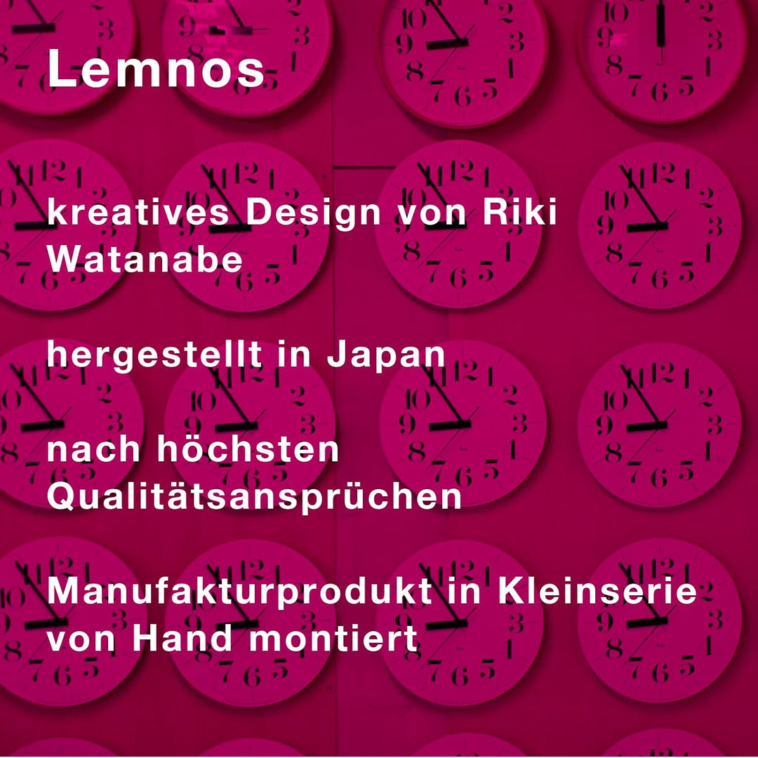 Lemnos Wanduhr Riki Clock/Designer Wanduhr ohne Tickgeräusche aus Japan/Wanduhr modern mit schleiche
