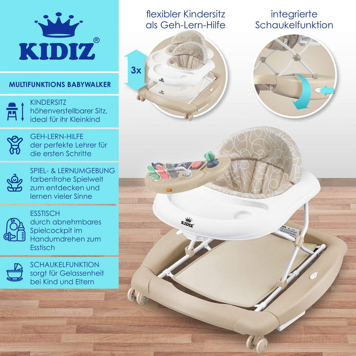 KIDIZ® 4in1 Lauflernhilfe Babywalker Spiel- und Lauflernwagen Gehfrei Schaukelfunktion Babywippe mit