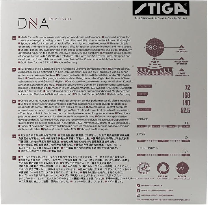 Stiga Unisex-Adult DNA Platinum Xh Tischtennisbelag 2.3 Rot, 2.3 Rot