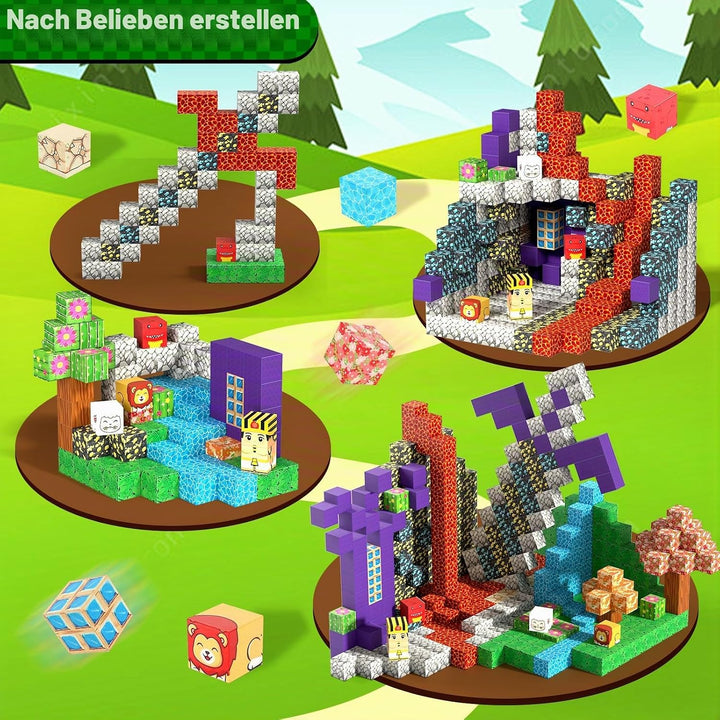 150 Stück Magnetische Bausteine,Magnetische Bausteine Bauspielzeug, Magnetisches Spielzeug Blöcke, M