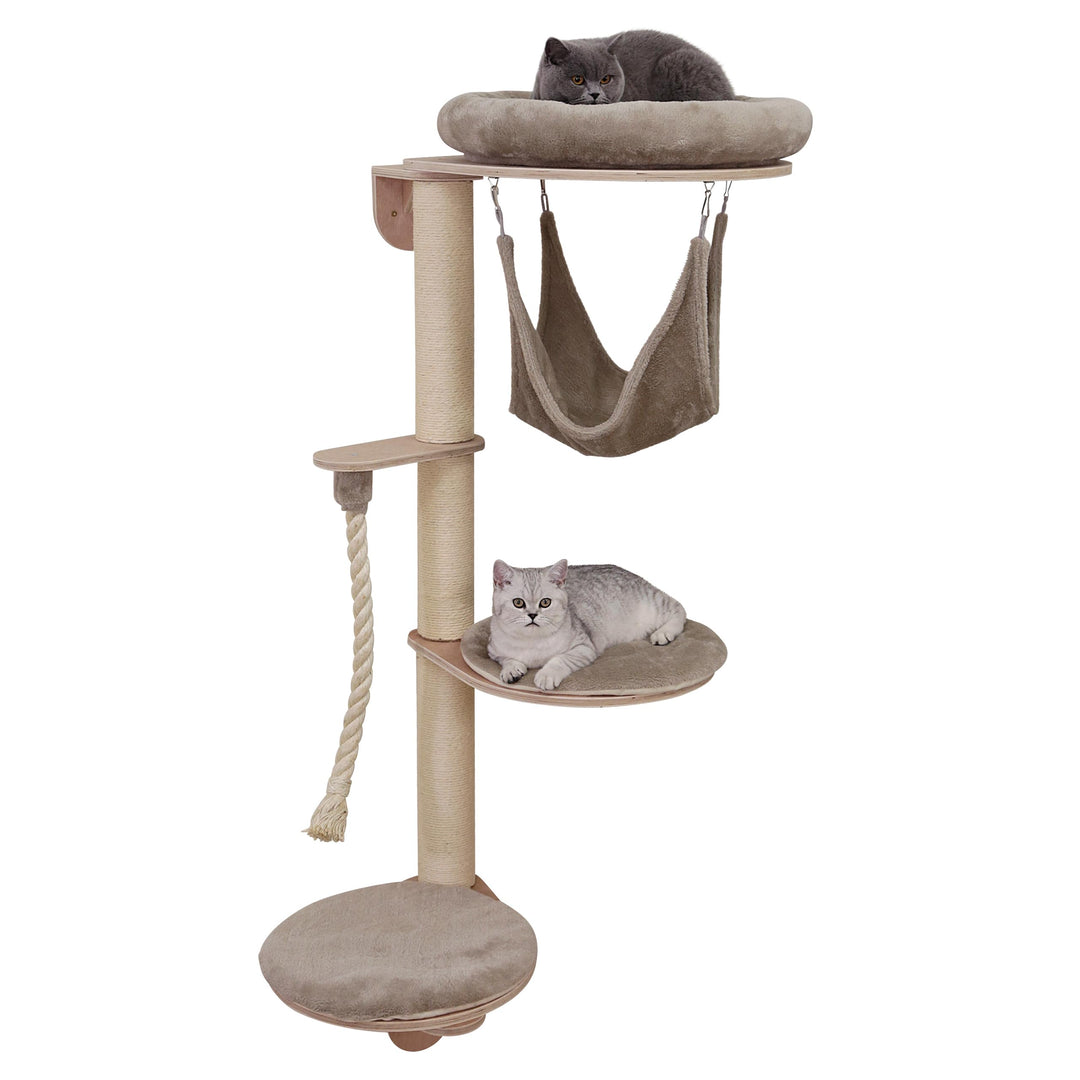 Kerbl Pet Katzenkratzbaum Dolomit Grappa, Katzenliegeplatz, zur Wandmontage, Taupe, 80x66x158cm, Sis