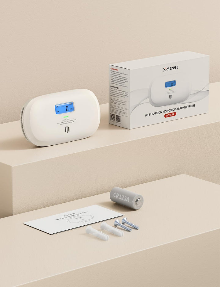 X-Sense Smart Kohlenmonoxid Melder XC0C-iR, Stummschaltung per App, CO Melder mit LCD-Digitalanzeige