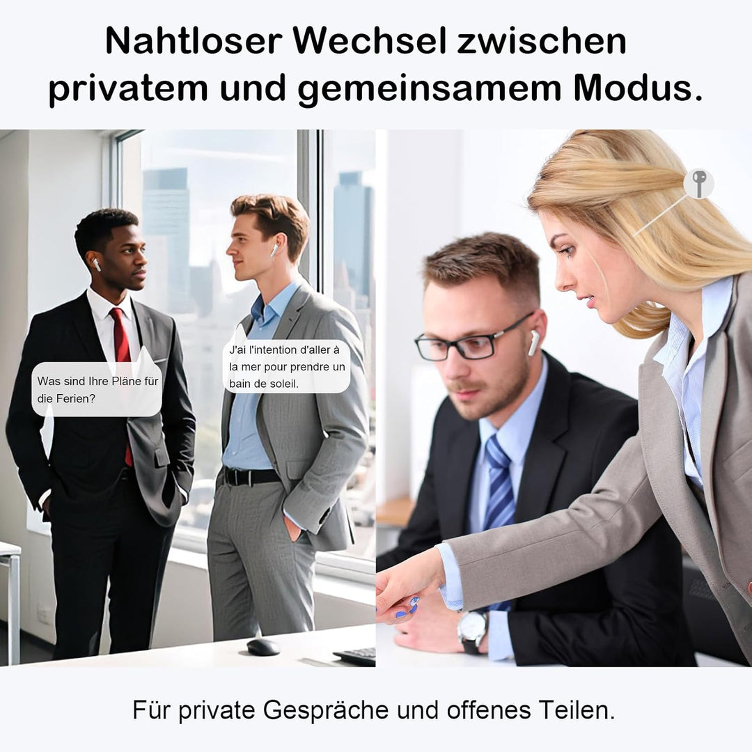 KI 2-in-1 Übersetzer kopfhörer, 16 Sprachen beliebig gegenseitig offline übersetzen ohne App/WLAN, Ü