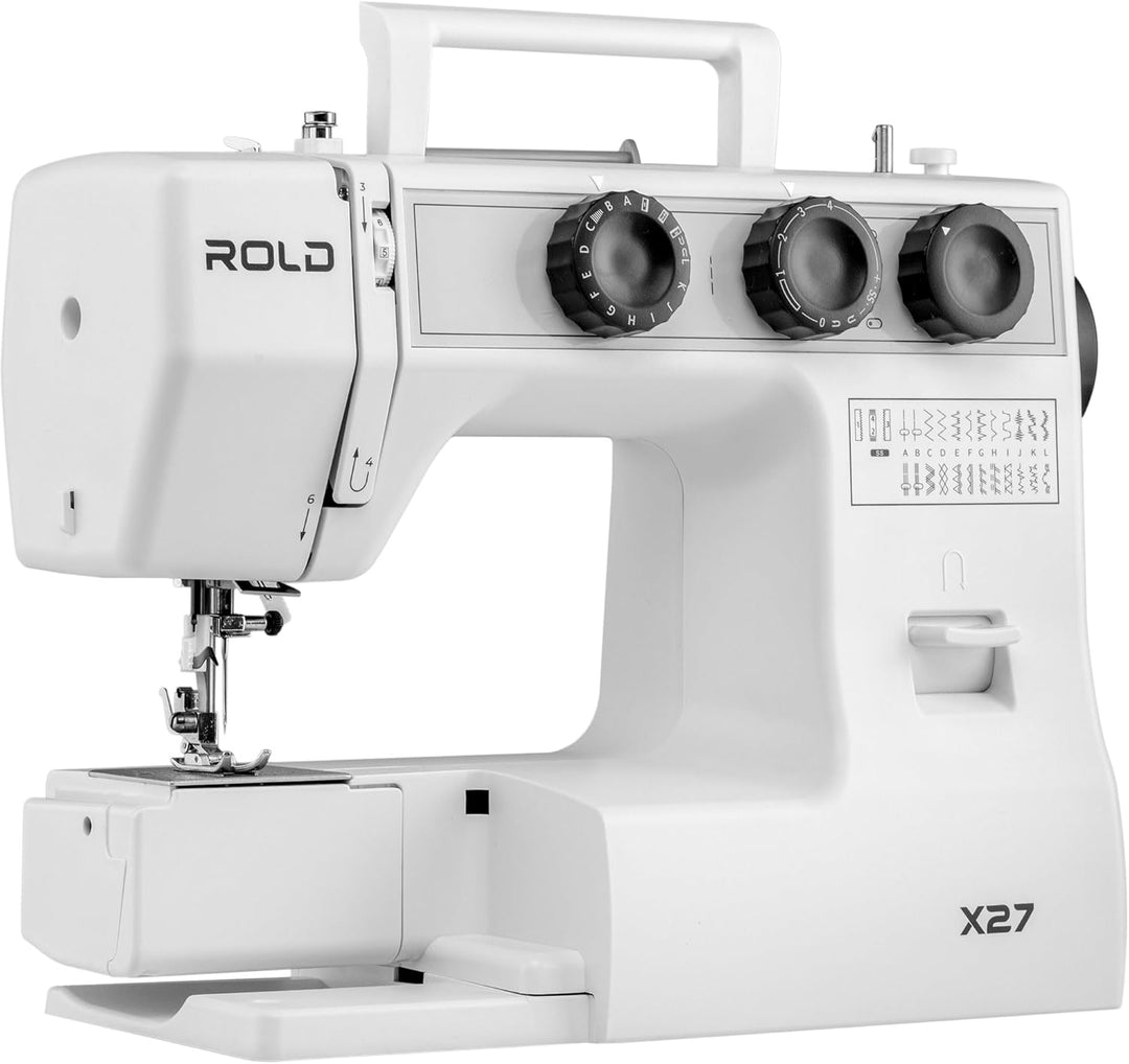 ROLD X27 Mechanische Nähmaschine mit Servomotor – 25 Stichprogramme, Automatischer Nadeleinfädler, L