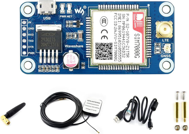 SIM7000G NB-IoT/Cat-M/Edge/GPRS HAT for Raspberry Pi Series, Low Power Narrow Band Cellular IoT Comm