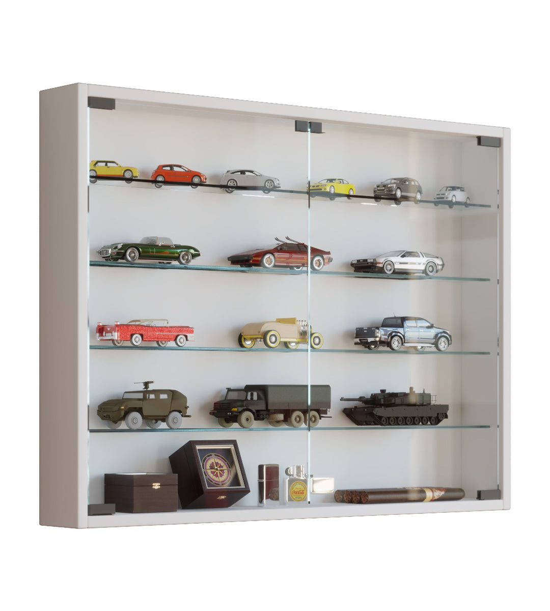 VCM 912948 Vitrine Sammelvitrine Wandvitrine Wand Schrank Regal Hängeregal Hängevitrine Holz Weiss,6