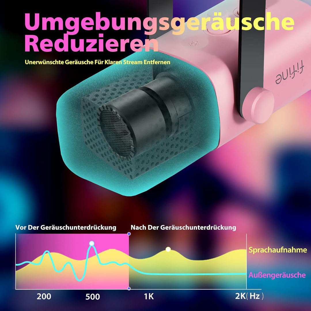 FIFINE USB XLR Mikrofon für Streaming Podcast Studio, Dynamisch Microphone Gaming PC mit Stummschalt
