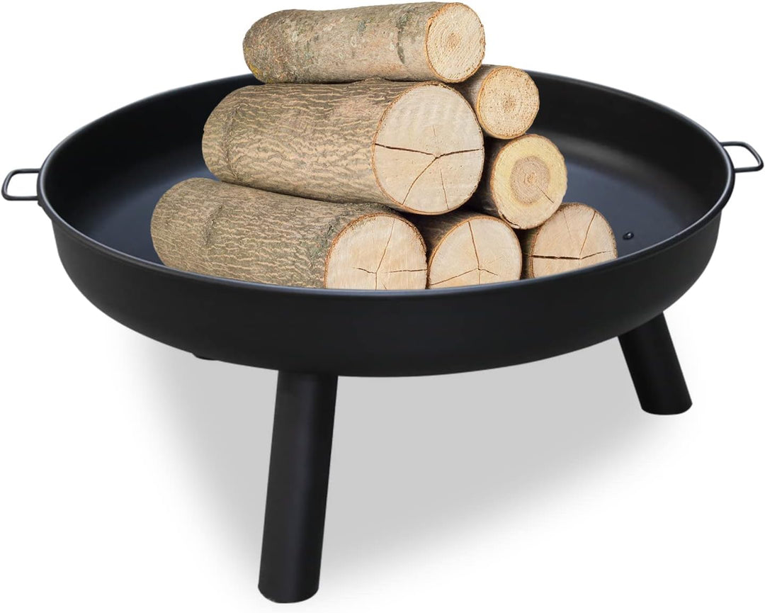 Fiqops Feuerschale Φ82,5cm, Feuerstelle Eisenschale, Metallschale mit Griffen und abnehmbaren Beinen