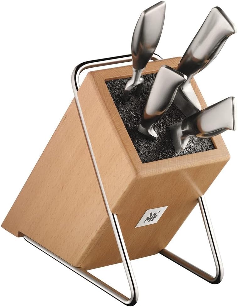 WMF Messerblock ohne Messer aus Buchenholz unbestück leer für 5-6 Messer mit Kunststoff-Bürsteneinsa