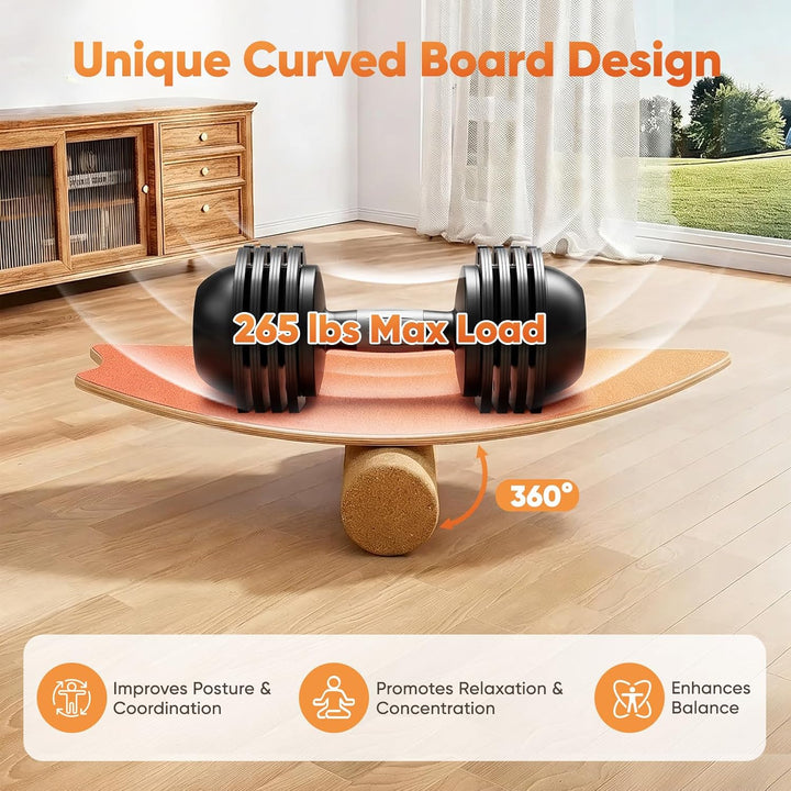 Balance Board für Erwachsene - Gleichgewichtstraining & Core Training für Heimtraining, Holz Wobble