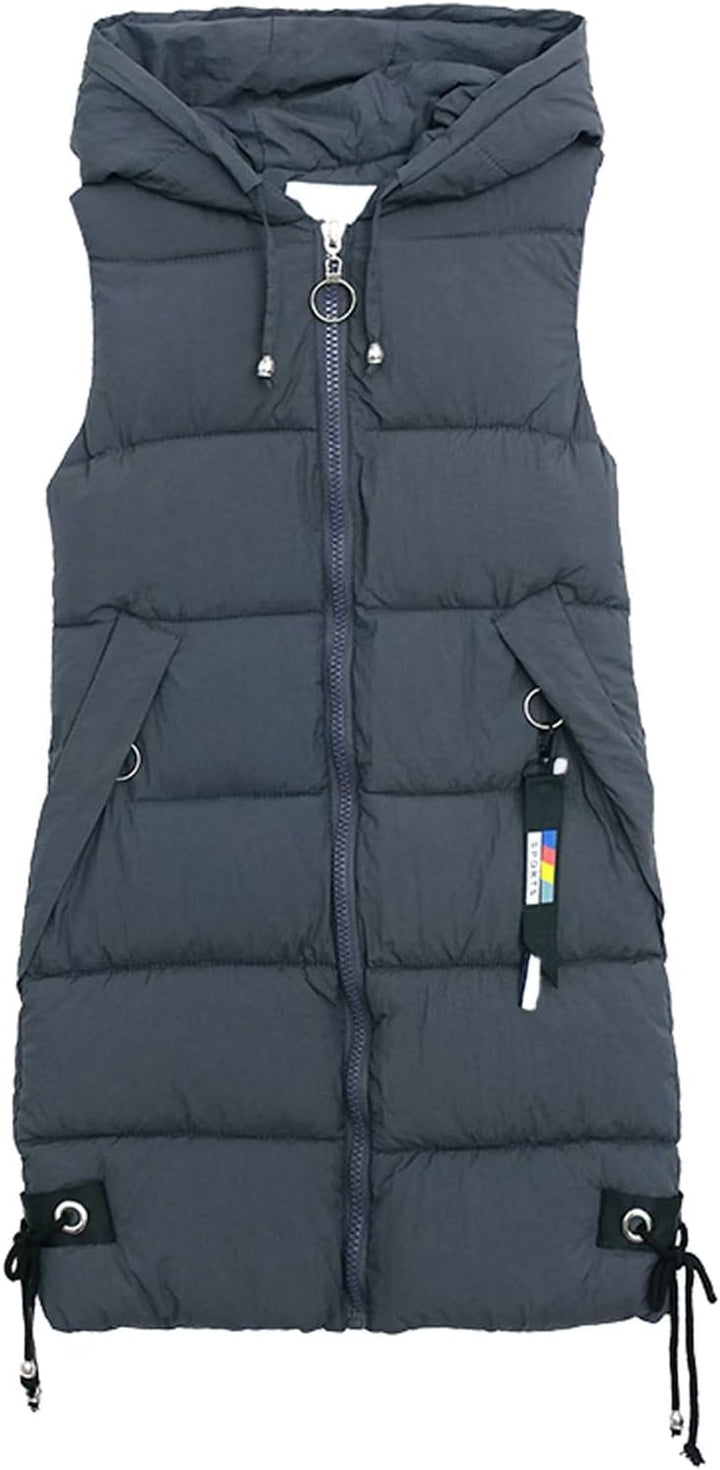 Chanpning Weste Damen Lang Winter Plus Size Long-Steppweste Lässige Pufferjacke Oversize Steppweste
