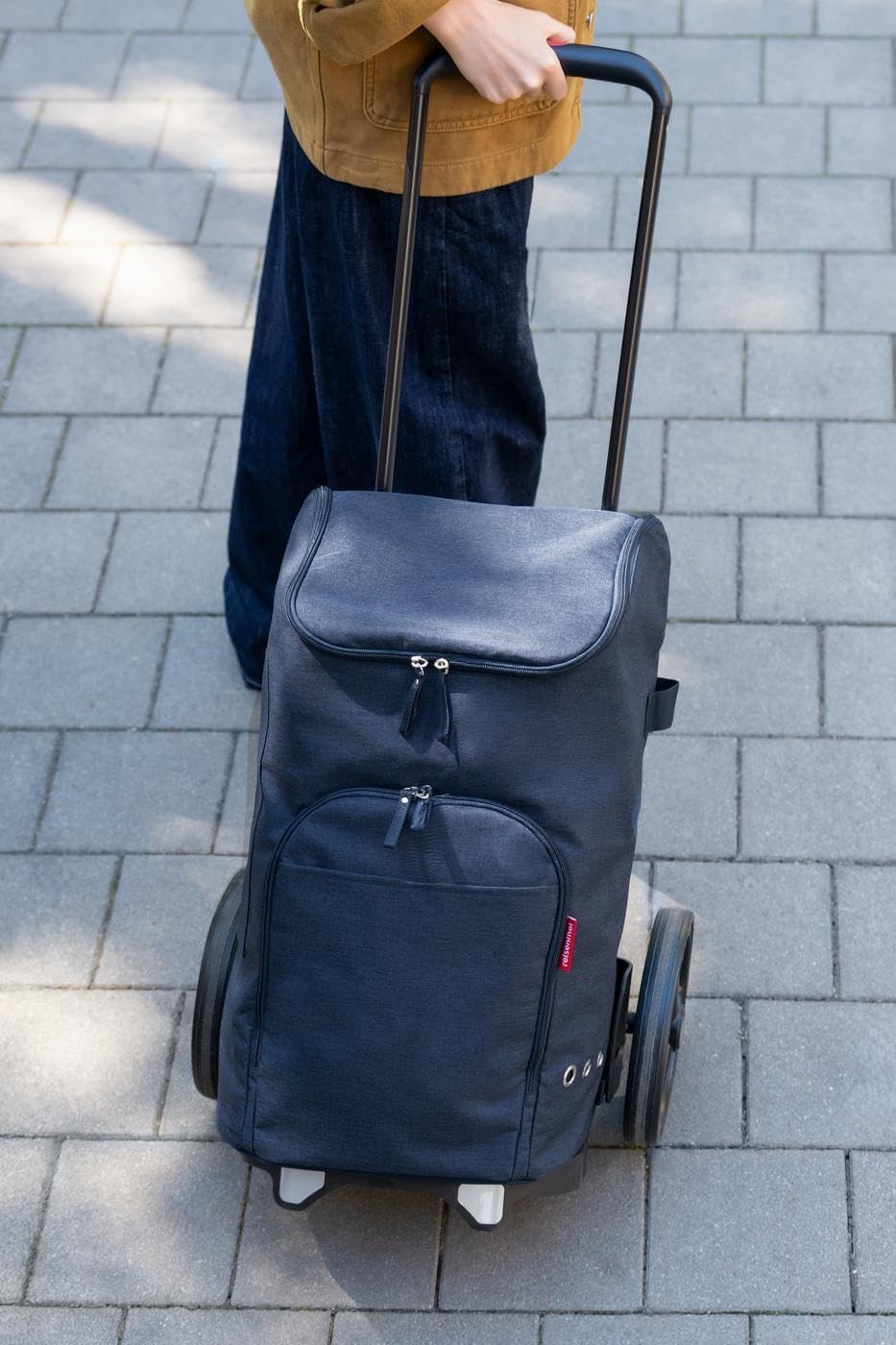 reisenthel citycruiser Set (Rack + Bag) Tasche Twist Navy + Rack Black - Praktische Einkaufstasche m
