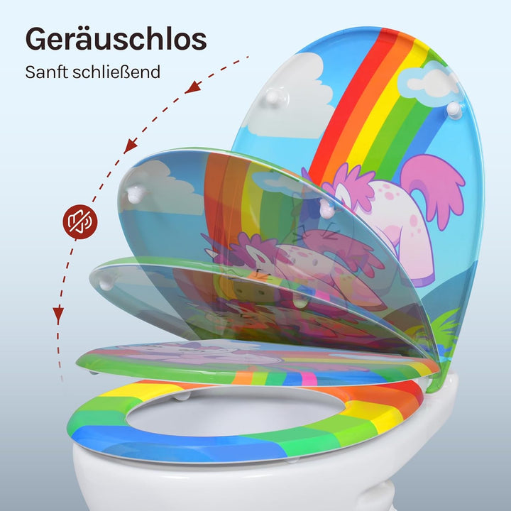 WOLTU Toilettendeckel, WC Sitz mit Absenkautomatik, Klodeckel Klobrille mit Quick-Release-Funktion,