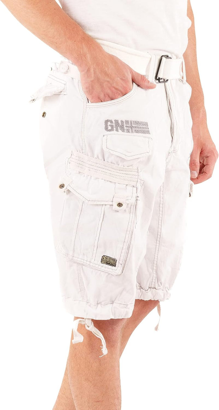Geographical Norway Herren Cargo Short Sommer Bermuda Kurze Hose Shorts Weiss S, Weiss S