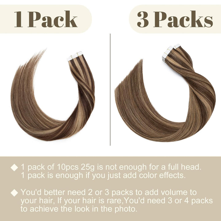 SEGO Haarverlängerung Tape Extensions Echthaar Klebeband 10 PCS Haarteile Glatt 100% Remy Haar Mitte