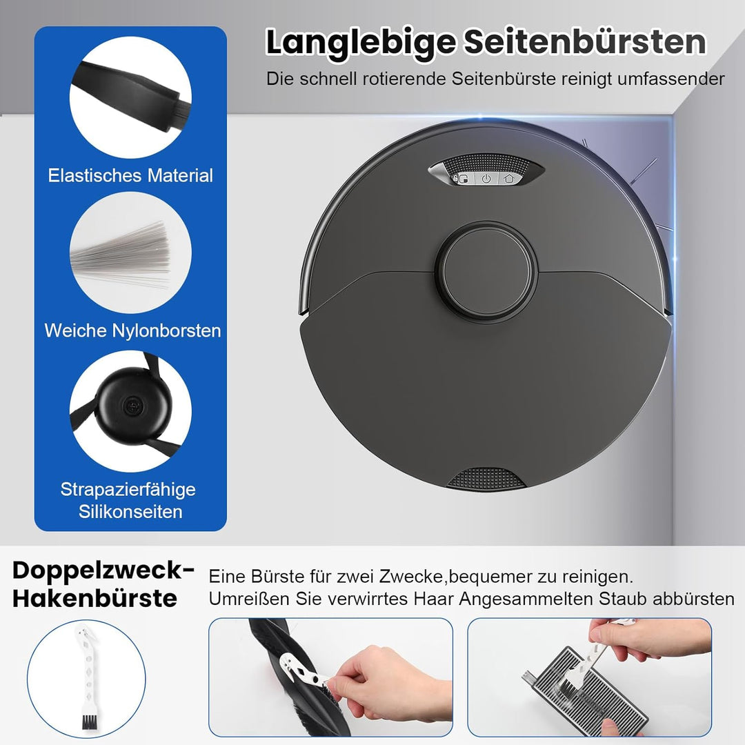 20 Stück Zubehör für Dreame Aqua10 Ultra Saugroboter, 1 Hauptbürste 6 Staubbeutel 2 Rollen-Wischtuch