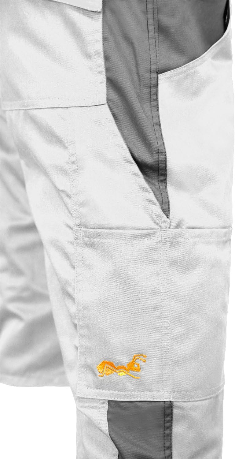 strongAnt Shorts Stretch Berlin Pro Herren Sommer Arbeitshose kurz Cargo Outdoor Grau-Shwarz-Weiss 4